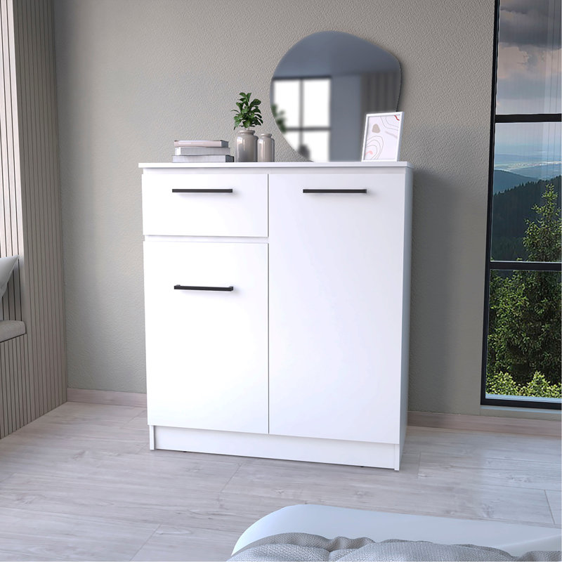Clarion Dresser with 1-Drawer and 2-Door, White