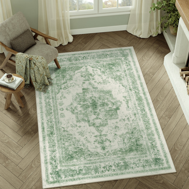 Elaine Machine Washable Oriental Area Rug with Non-Slip Backing, Rectangle 5' x 7'