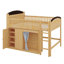 Lit mezzanine simple avec rangement pour tête de lit à DEL, lit mezzanine en bois avec armoire de rangement et garde-robe, garde-corps pour garçons et filles-1514531847