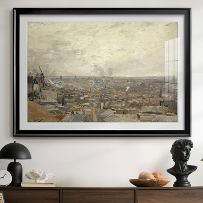 Vue de Paris depuis la chambre de Vincent dans la rue Lepic-Vincent van Gogh - reproduction encadrée avec passe-partout et verre - 1887