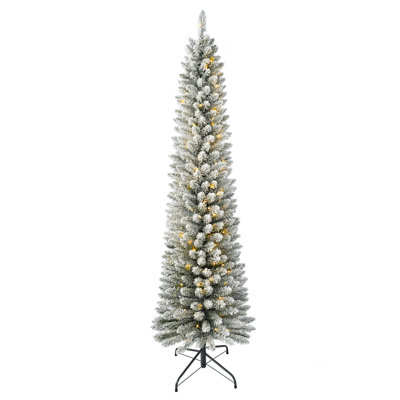 Pre-Lit Flocked Slim Christmas Tree