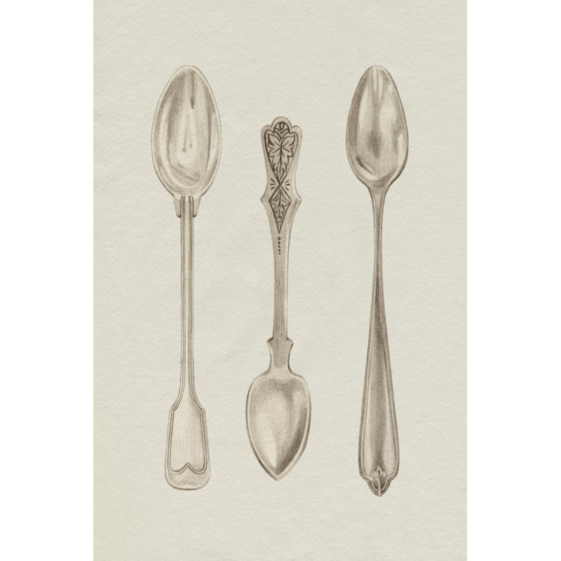 Cuillère en argent I, H 12 po x l 8 po