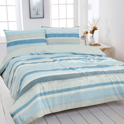 Octavio Cotton Blend, Polyester Striped Duvet Cover Set with Pillowcases