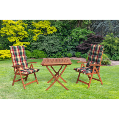 Goldstein 2 - Person Wood Patio Dining Set with Square Table , Cushions Included