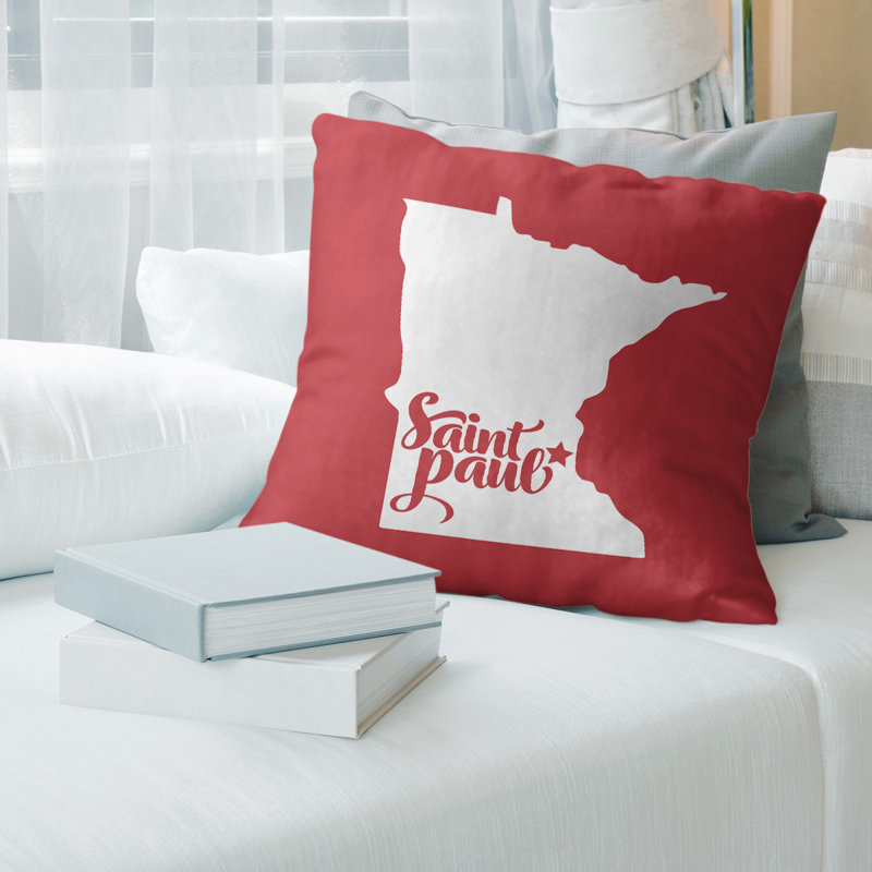 Coussin Minnesota, Saint Paul, 26 po x 26 po, Rouge