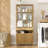 Tall Waterproof Laundry Hamper Cabinet With 2 Tilt-Out Baskets And Drawer, Open Shelves Organizer, Oak Finish, 70.8" H