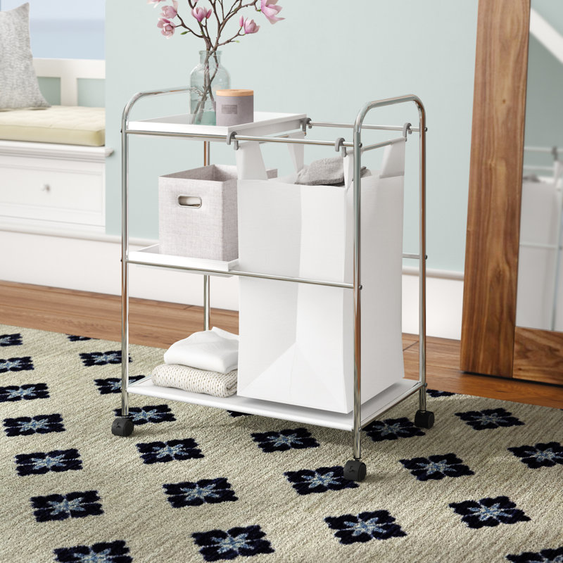 Metal Rolling Laundry Sorter with Handles