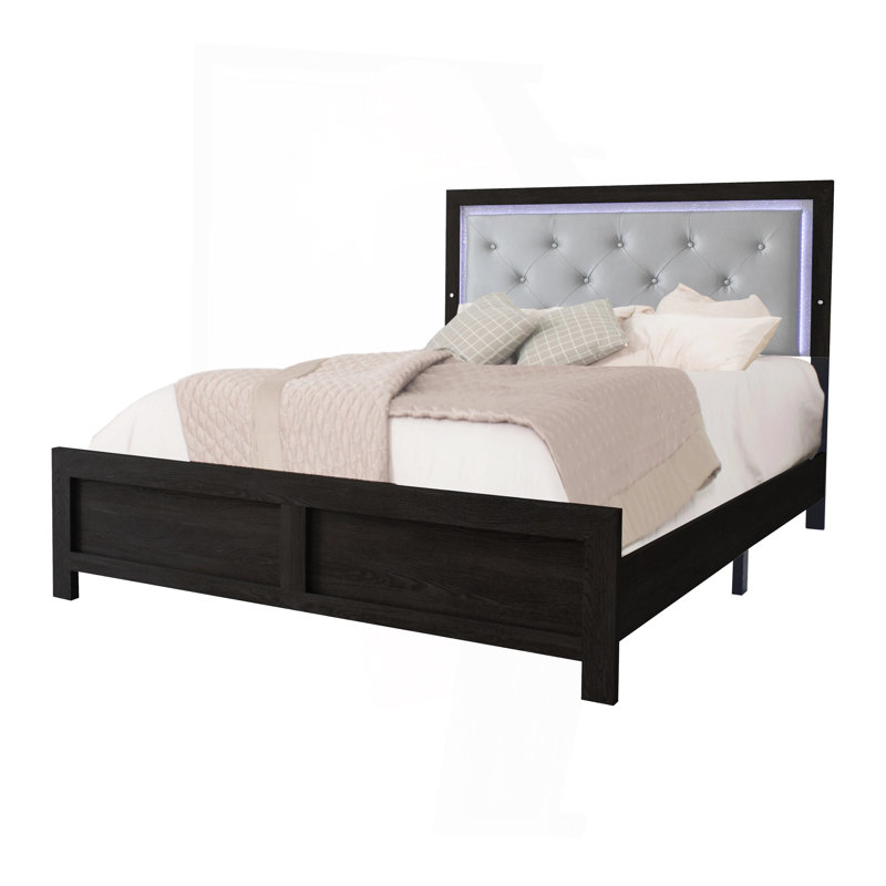 Mobilier de chambre à coucher 1Pc, Noir/gris, Grand lit