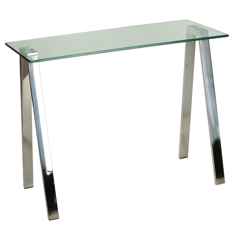 Sefield Glass Top Metal Base Writing Desk