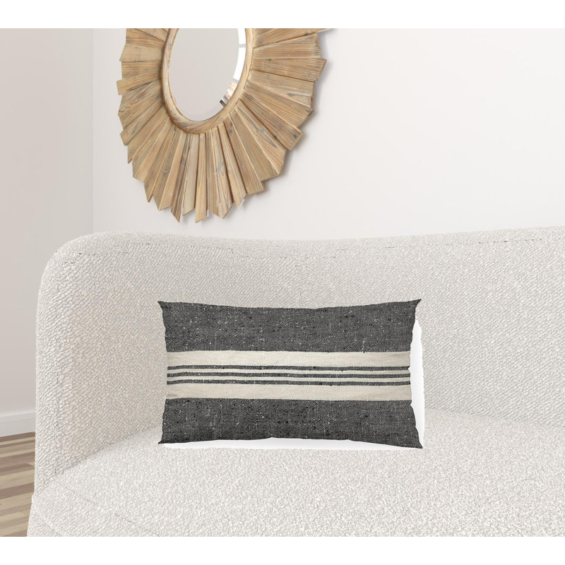 Housse de coussin lombaire à rayures noires et blanches