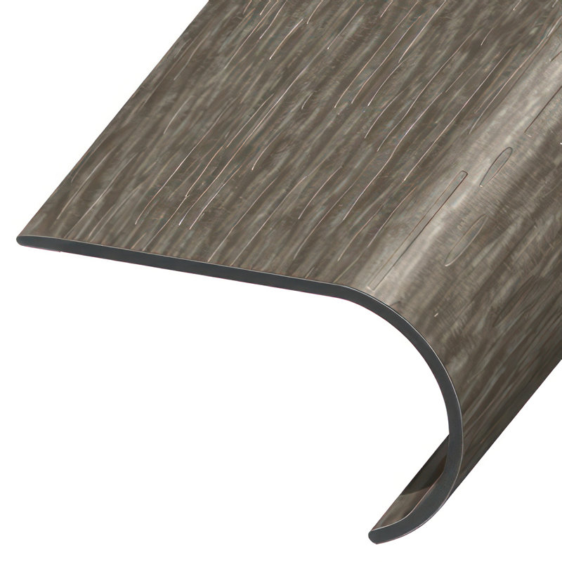 Nez de marche arrondi en PVC avec bordure en chêne pur 94 po Forbo Allura Flex, Gris foncé