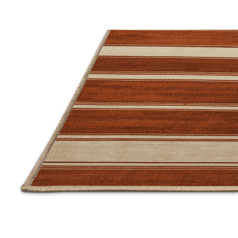  Tapis rayé lavable crème crème, Rectangulaire 8 pi x 10 pi