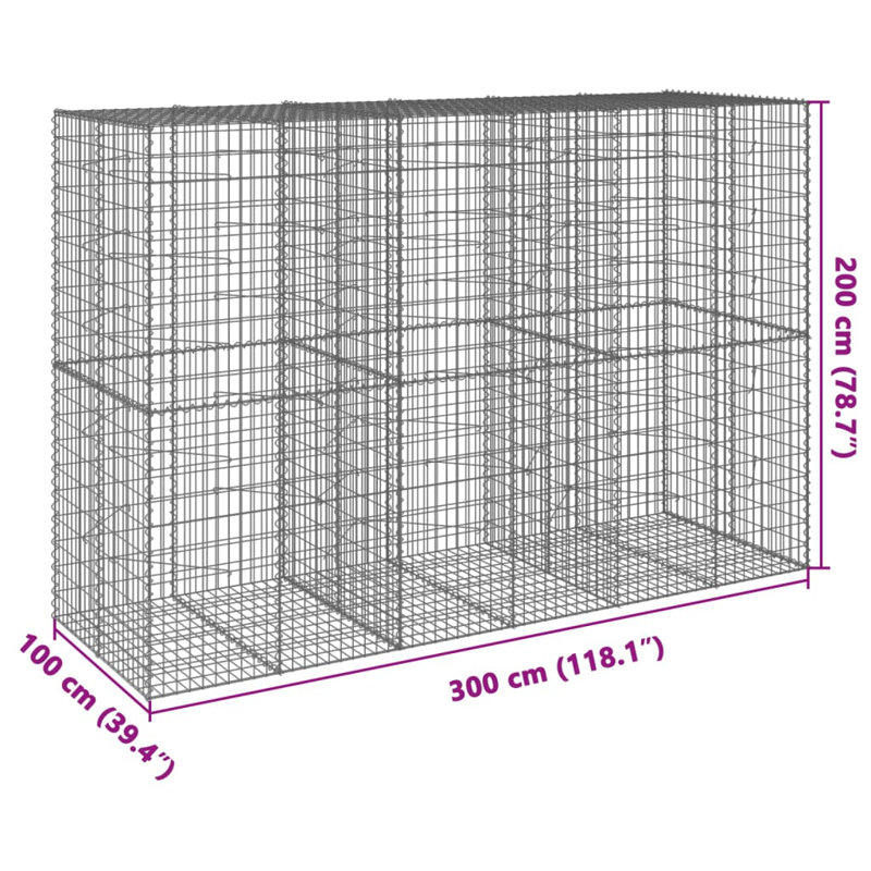 Clôture de bordure en métal argenté, 10 pi X l 7 pi X P 3 pi D