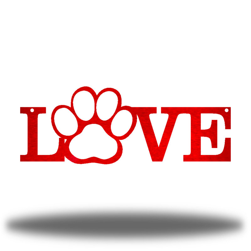 Décoration murale «Love Paw», Rouge, H 11 po x l 30 po x P 0,01 po
