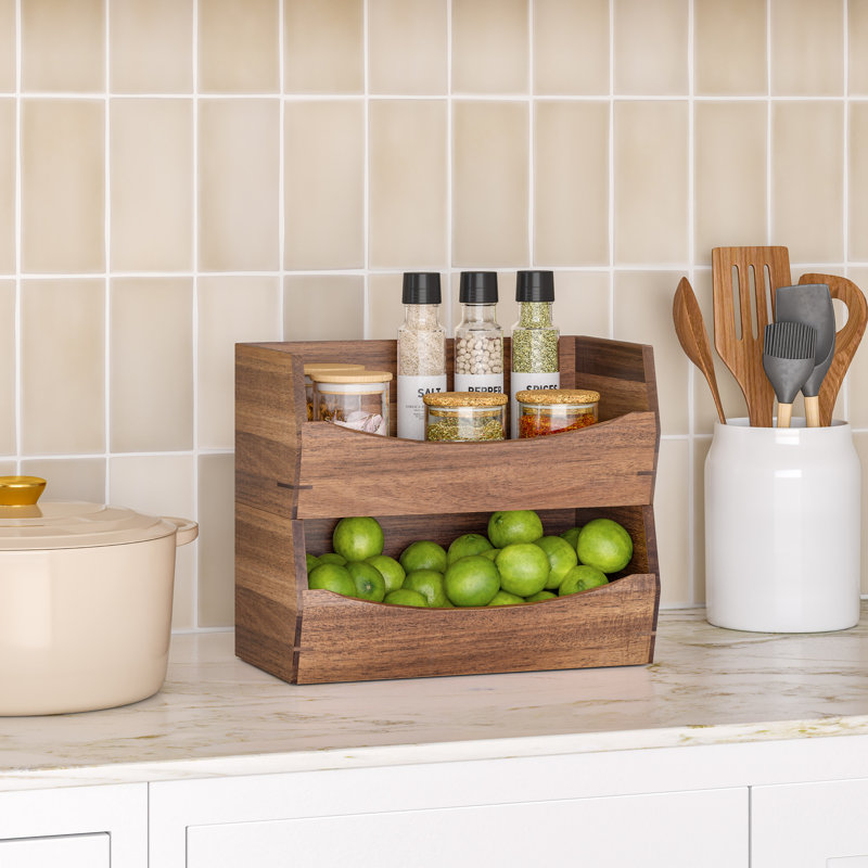 Rangement de bac empilable en bois d'acacia