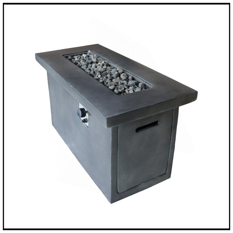 24'' H Concrete Propane/Natural Gas Outdoor Fire Pit Table, Charcoal