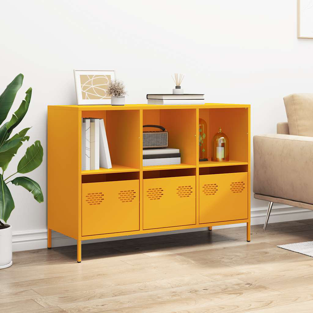 Vidaxl Sideboard Senfgelb 101,5X39x73,5 Cm Kaltgewalzter Stahl