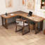 Bureau rectangulaire brun en bois massif-599822302-599822297