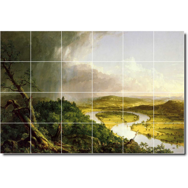 Carreau de peinture murale décorative en céramique 25,5 po x 17 po 4,25 po x 4,25 po, Paysage 01886