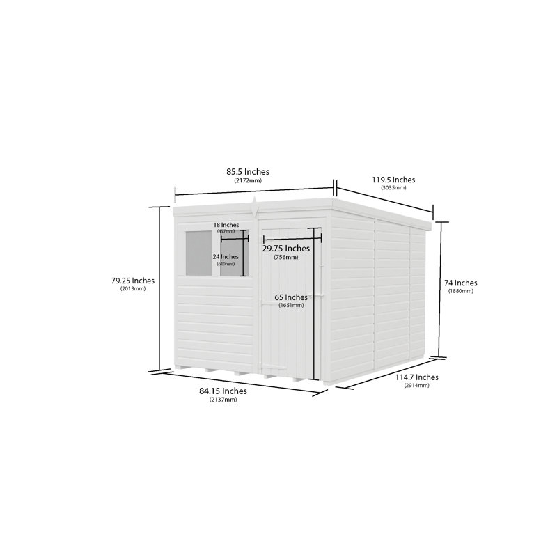7x10 Pent Composite Shed