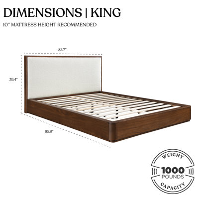 Sadeigh Solid Wood Boucle Upholstered Bed Frame
