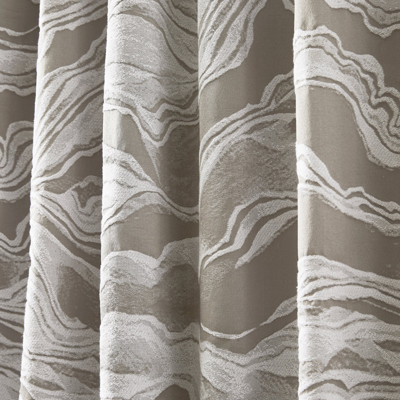 Ensemble de 2 rideaux occultant en coton Cascade Wave, Gris