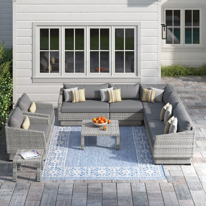 Ensemble de conversation modulaire avec coussins Sunbrella Fionnula, Toile gris anthracite Sunbrella®