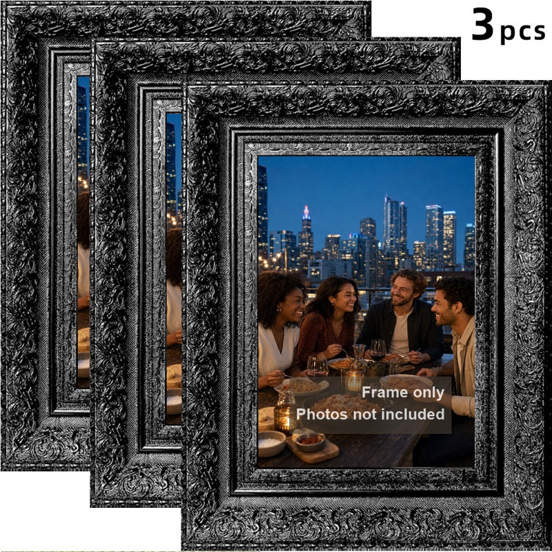 Cadre photo mural 3 pièces 8 "x 10" noir pour décoration intérieure