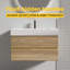 Meuble-lavabo en chêne brut + chêne brut 36 "avec lavabo en quartz blanc et tiroirs souples Grace, meuble-lavabo mural flottant pour salle de bain moderne, lavabo blanc une pièce-123654698