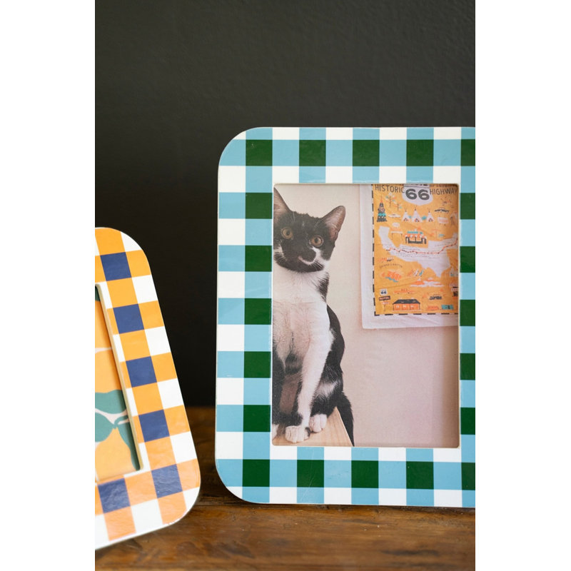  Ensemble de cadres photo multicolores en bois - 3 tailles incluses - carreaux et finition brillante
