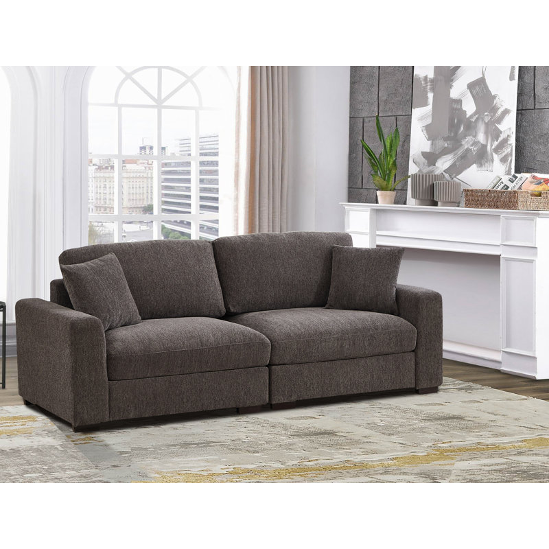 Ahaana Upholstered 91'' Sofa, Dark Gray Polyester Blend