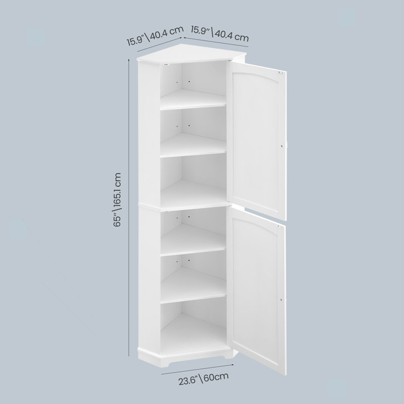 Bathroom Storage Cabinet With 2 Doors And 4 Adjustable Shelves