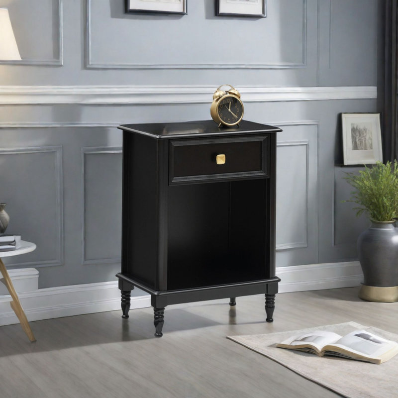 Bisbee 45cm W Manufactured Wood Bedside Table, Black