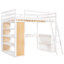 Lit mezzanine double blanc avec tablettes, bureau - bureau d'apparence moderne pour chambre à coucher