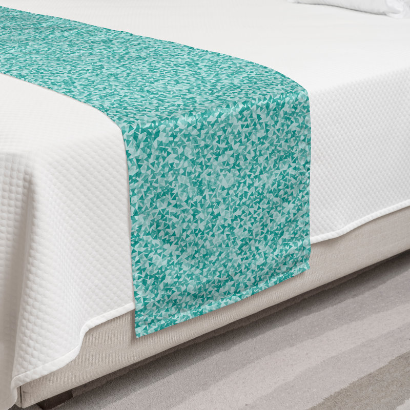 Ambesonne Turquoise Bed Runner Modern Triangles Turquoise Teal, Twin
