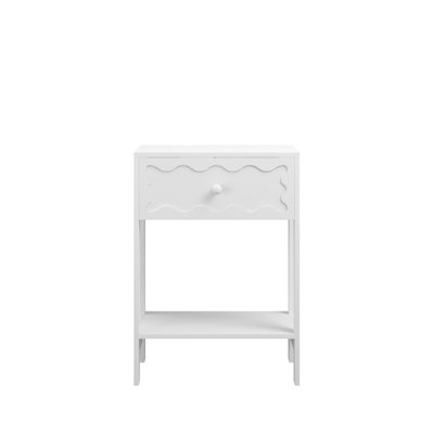 White Nightstand with Drawer and Open Shelf