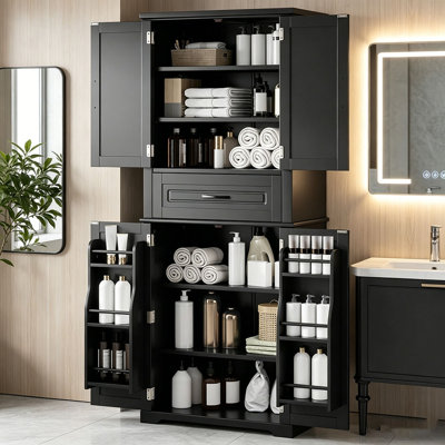 [Video] Bathroom Storage Cabinet with Multi-Functional Storage Space, Drawer with Slide Rails, Adjustable Shelf