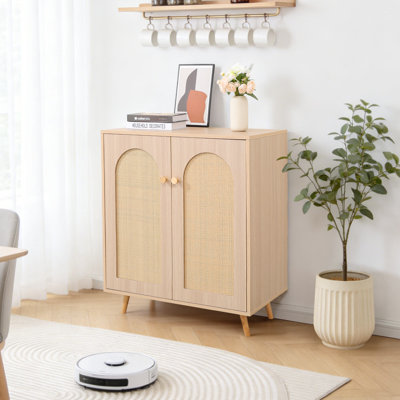 30'' Sideboard, Buffet Cabinet With Door , Rattan Floor Storage Cabinet For Dining Room, Living Room