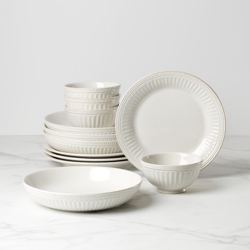 Lenox French Perle Groove 12-Piece Dinnerware Set