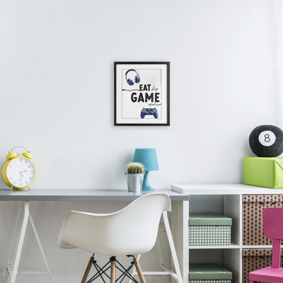 Eat Sleep Game Lifestyle Framed Print Under Glass, design by Christine Simpson Art