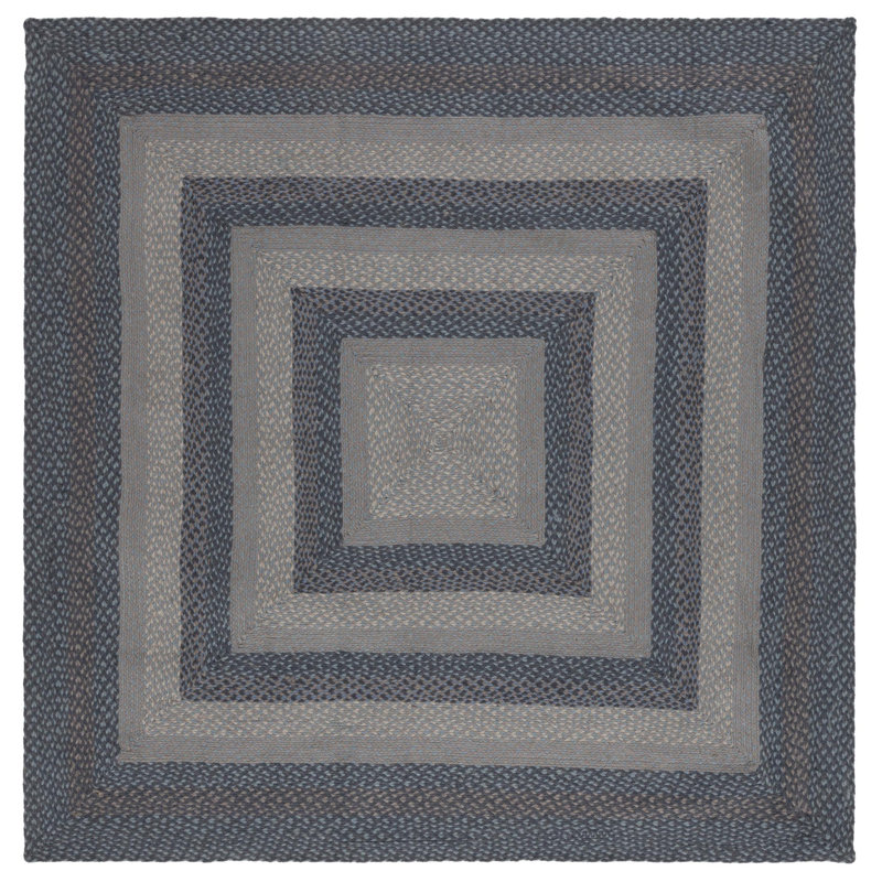 Braided Cotton Striped Rug, Square 6'