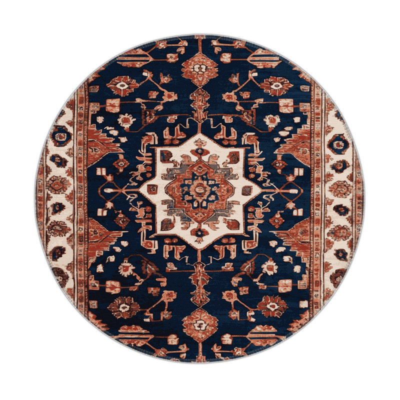 Tapis turc intérieur et extérieur brun, Rond 5 pi
