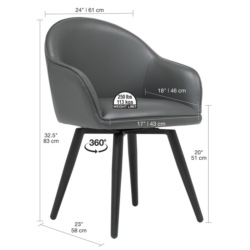 Bangura Side Chair, Smoke Gray Faux Leather