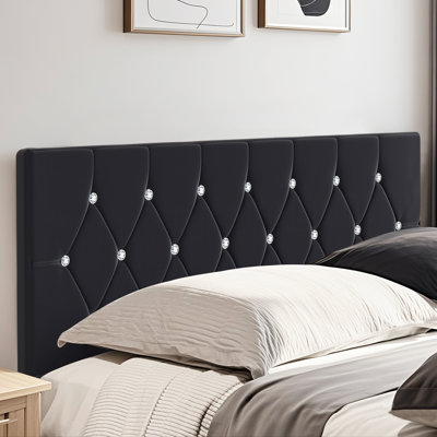 Adjustable Upholstered Headboard, Velvet Tufted Bed Headboard with Diamond Button Tufting, Height Adjustable Headboard with Metal Legs, Luxury Padded Headboard for King Beds