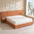 Modern Wide-Panel Upholstered Bed, King, Orange Velvet-324293339-324293338
