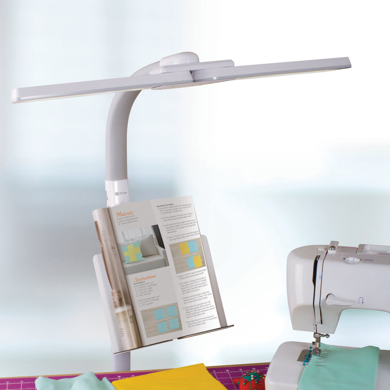 Adjustable Dual-Shade White LED Floor Lamp with USB Charging Port