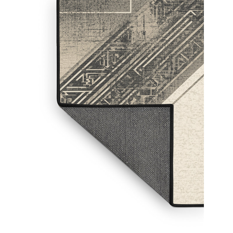 Tapis à motif géométrique moderne moelleux et doux à motif géométrique en tissu beige, 4 x 6