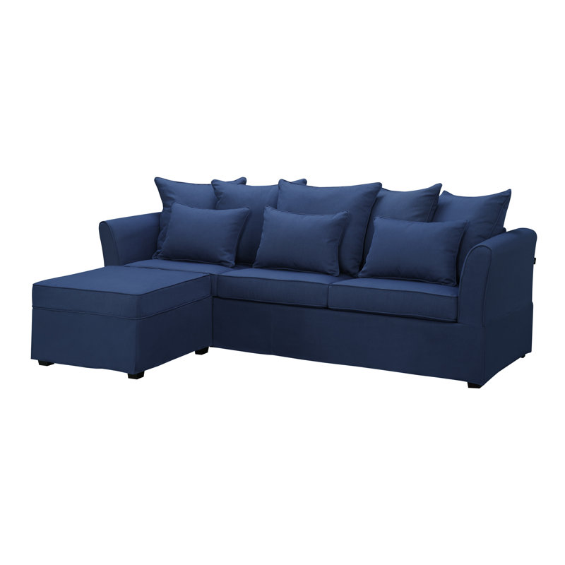 Canapé modulaire réversible avec repose-pieds Azucena, Bleu nautique