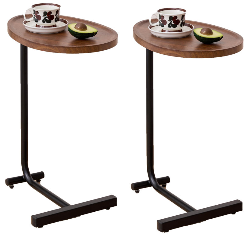 2 tables de bout de salon brunes - petit espace de chambre contemporain