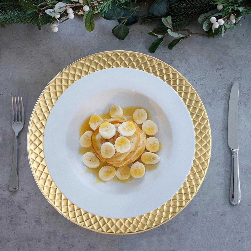 13 Inch Round Gold Charger Plates Set of 6, Wedding Party Table Decor